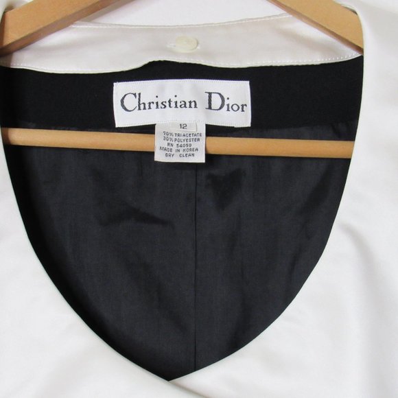 Vintage Christian Dior Black Jacket with Removable White Collar and Cuffs - Picture 3 of 5